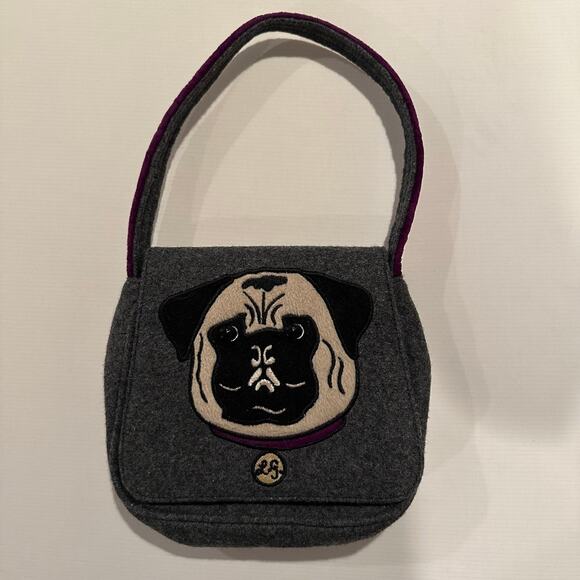 Vintage Lulu Guinness Adorable Wool Pug Bag HTF EUC - Picture 2 of 9